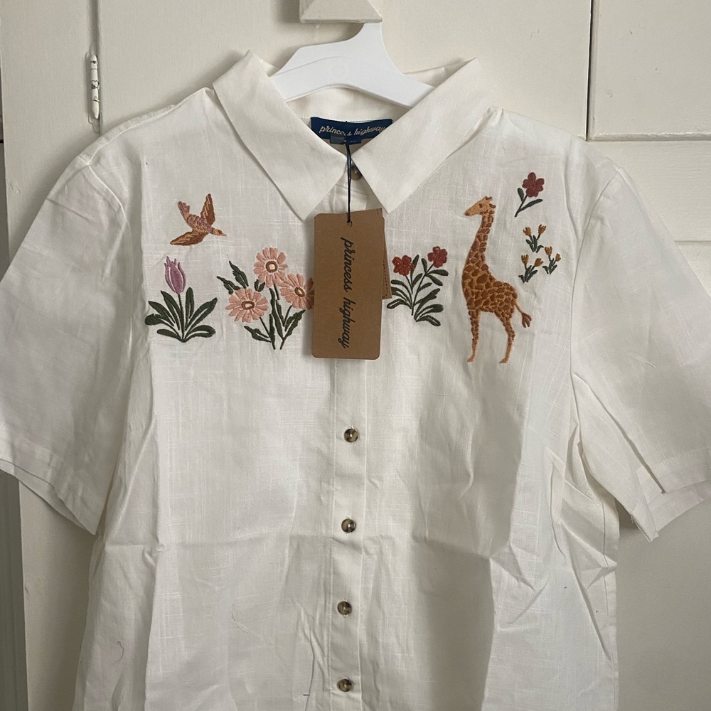 Princess highway giraffes blouse - embroidered